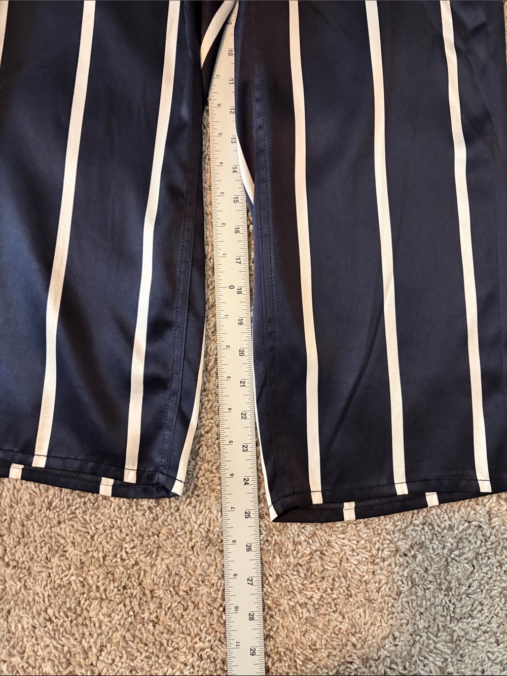 Fleur du Mal Navy and White Vertical Stripe Cropped Wide-Leg Pants - Picture 4 of 8